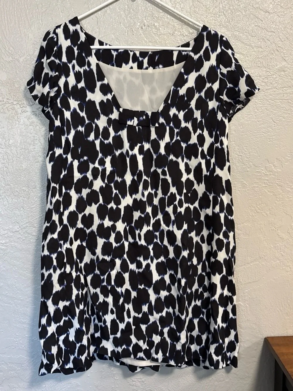 Kate Spade Black and White Leopard Print Short Sleeve Dress